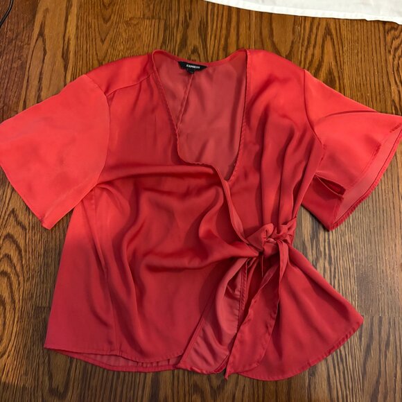 Express Wrap Front Top in Red - Picture 1 of 3